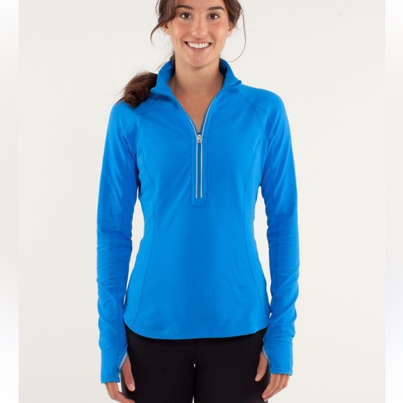 lululemon athletica Jackets & Blazers - Lululemon U-Turn Half Zip Pullover Track Jacket Silver in Beaming Blue